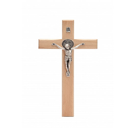 Krzyż drewnniany z frezem jasny 