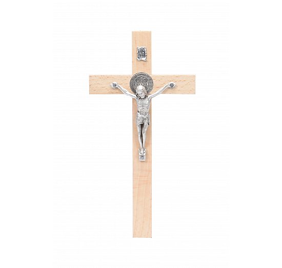 Krzyż drewniany 16 cm ze św. Benedyktem