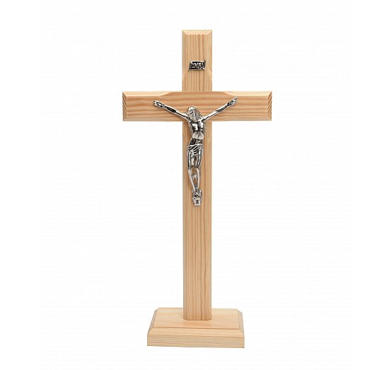 Krzyż drewniany z frezem 30 cm jasny