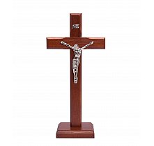 Krzyż drewniany z frezem jasny brąz