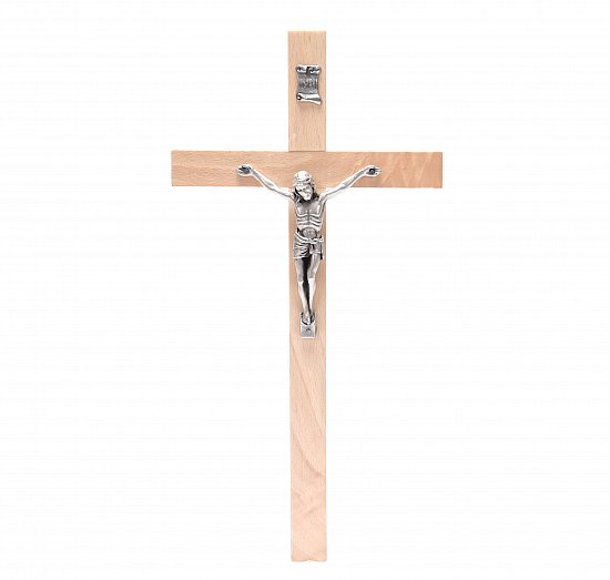 Krzyż jasne drewno 27 cm do powieszenia