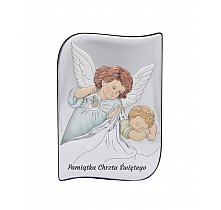 Obrazek srebrny z aniołek nad dzieckiem