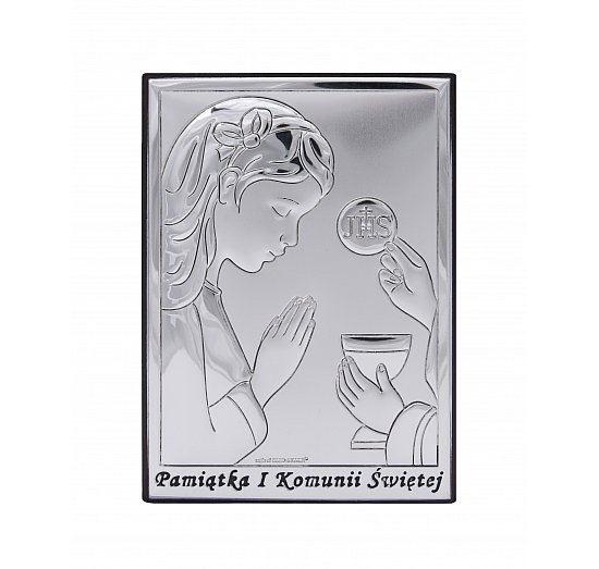 Obrazek srebrny komunijny dla dziewczynki