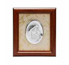 Obrazek srebrny Maryja w drewnianej ramce