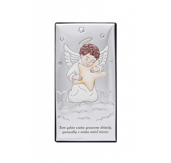 Obrazek srebrny aniołek z gwiazdką mini