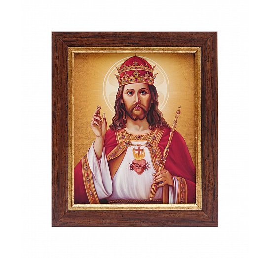 Obraz Chrystus Król w ramie z paskiem 