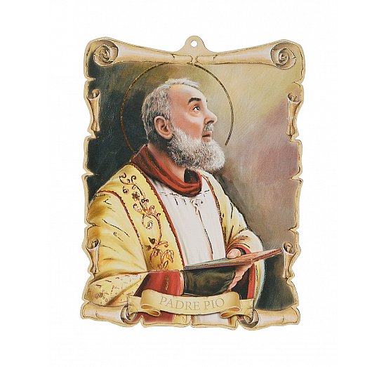 Obrazek św. o. Pio na sklejce 