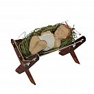 Dzieciątko Jezusek na sianku w żłóbku 11 cm gipsowe