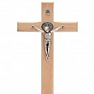 Krzyż Drewniany Benedykt z Frezem, 20 cm, Jasny