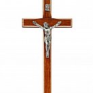 Krzyż drewniany z frezem 16 cm brąz z jasnym