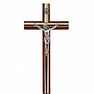 Krzyż drewniany z paskiem 16 cm ciemny