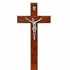 Krzyż drewniany z frezem 17 cm ciemny