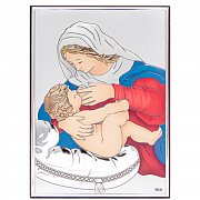 Obrazek srebrny Matka Boża Karmiąca w kolorze