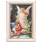 Obrazek w białej ramce Anioł Stróż kładka mały